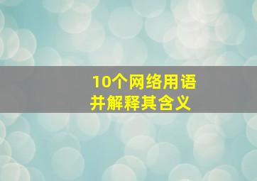 10个网络用语 并解释其含义